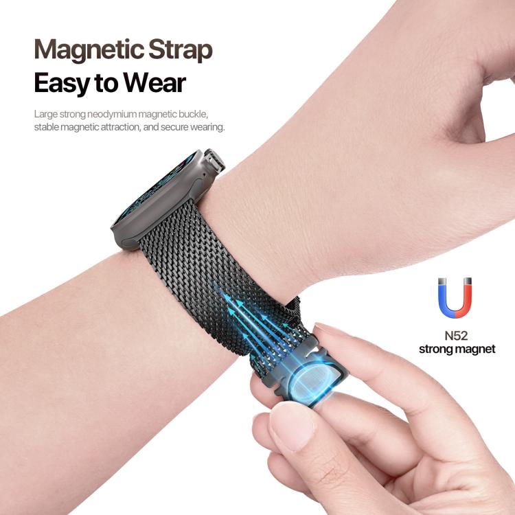 DUX DUCIS Milanese Air Series Stainless Steel Magnetic Watch Strap, For Apple Watch 46mm / 49mm / 45mm / 44mm, For Apple Watch 42mm / 41mm / 40mm / 38mm