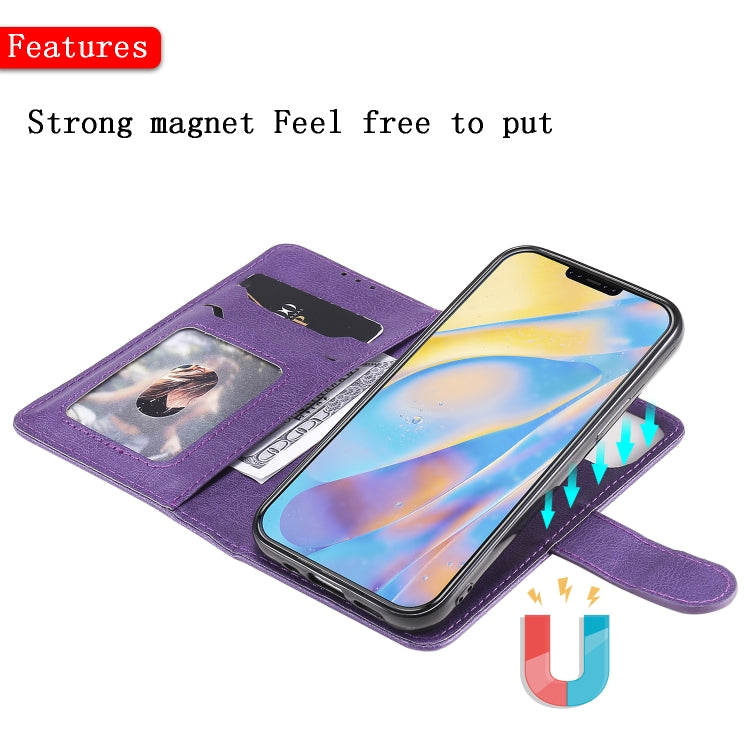 2 in 1 Solid Color Detachable PU Leather Case with Card Slots & Magnetic Holder & Photo Frame & Wallet & Strap