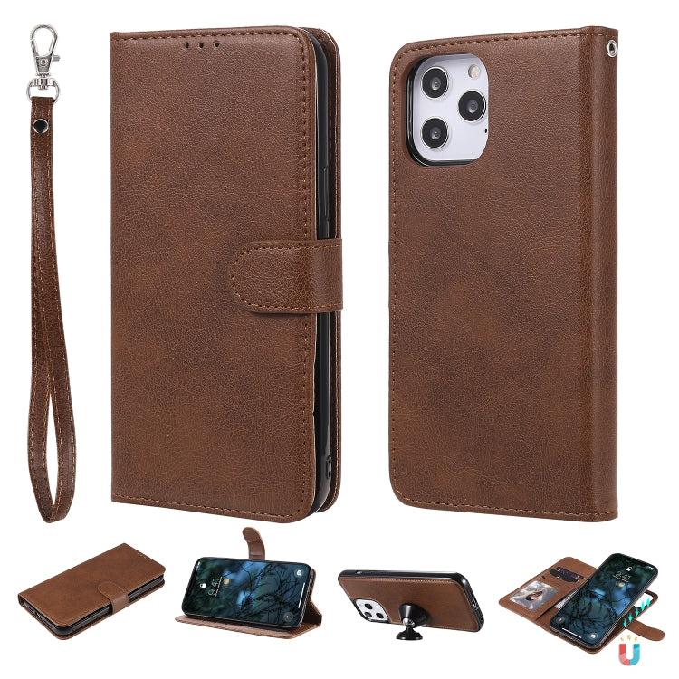 2 in 1 Solid Color Detachable PU Leather Case with Card Slots & Magnetic Holder & Photo Frame & Wallet & Strap