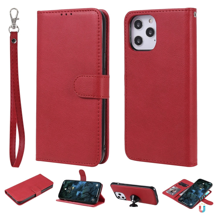2 in 1 Solid Color Detachable PU Leather Case with Card Slots & Magnetic Holder & Photo Frame & Wallet & Strap