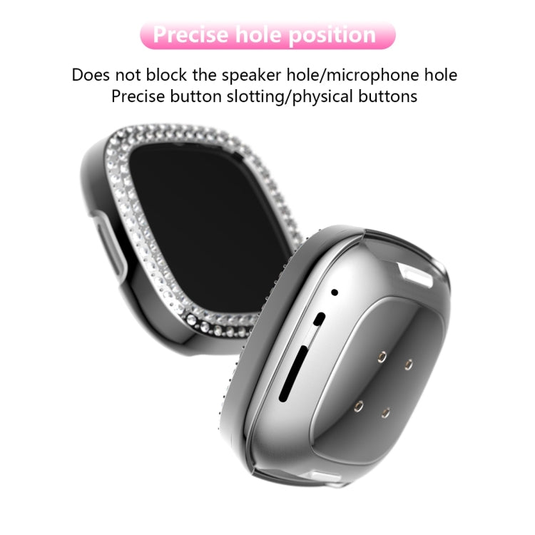 Double Row Plating Diamonds PC Protective Case, For Fitbit Versa 3 / Versa Sense