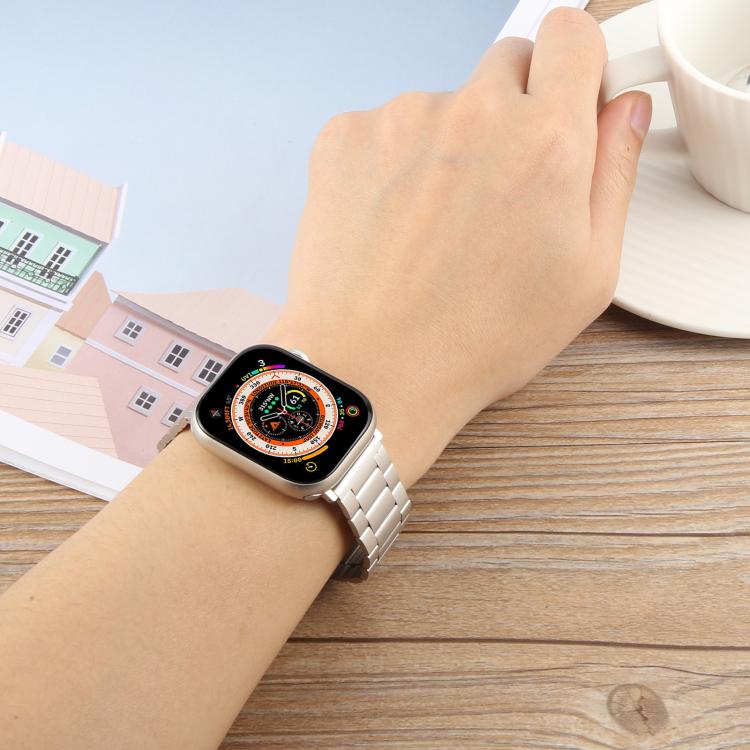 Three-beads Magnetic Steel Watch Band, For Apple Watch 46mm / 49mm / 45mm / 44mm, For Apple Watch 42mm / 41mm / 40mm / 38mm