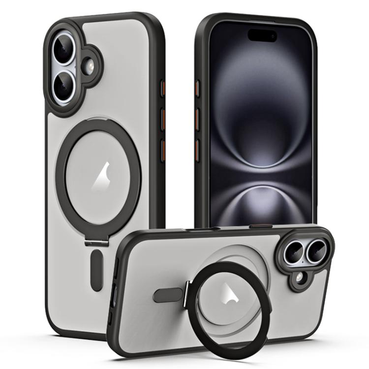 Airbag MagSafe Shockproof Frosted Phone Case with Fold Holder, For iPhone 17 Pro Max, For iPhone 17 Pro, For iPhone 17, For iPhone 17 Air, For iPhone 16e