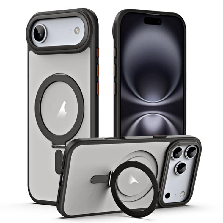 Airbag MagSafe Shockproof Frosted Phone Case with Fold Holder, For iPhone 17 Pro Max, For iPhone 17 Pro, For iPhone 17, For iPhone 17 Air, For iPhone 16e