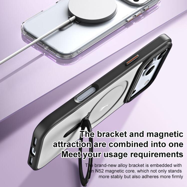 Airbag MagSafe Shockproof Frosted Phone Case with Fold Holder, For iPhone 17 Pro Max, For iPhone 17 Pro, For iPhone 17, For iPhone 17 Air, For iPhone 16e