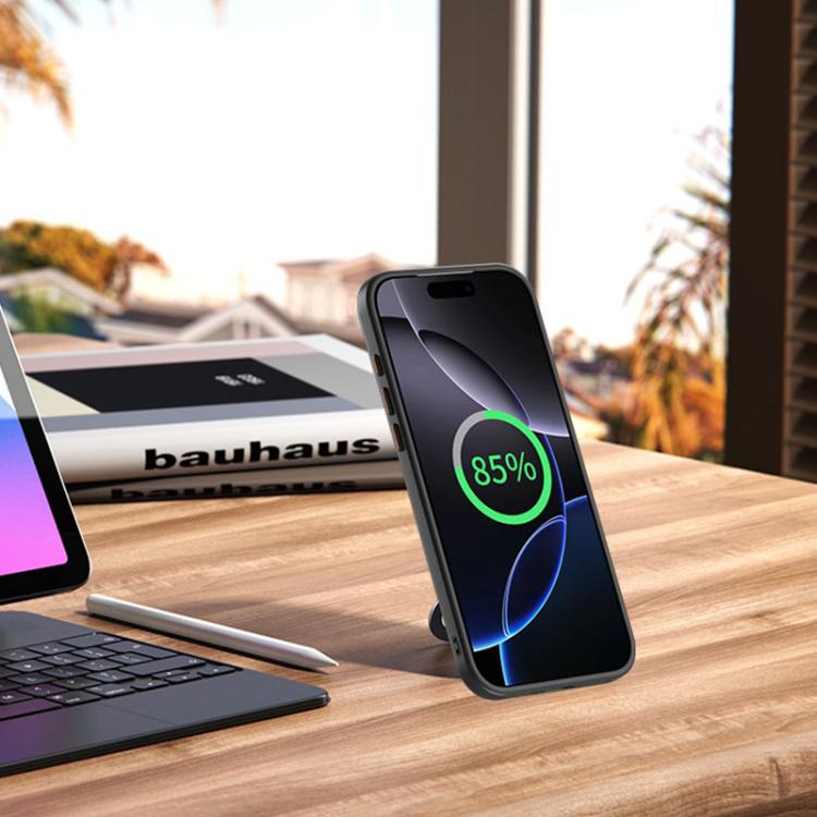 Airbag MagSafe Shockproof Frosted Phone Case with Fold Holder, For iPhone 17 Pro Max, For iPhone 17 Pro, For iPhone 17, For iPhone 17 Air, For iPhone 16e