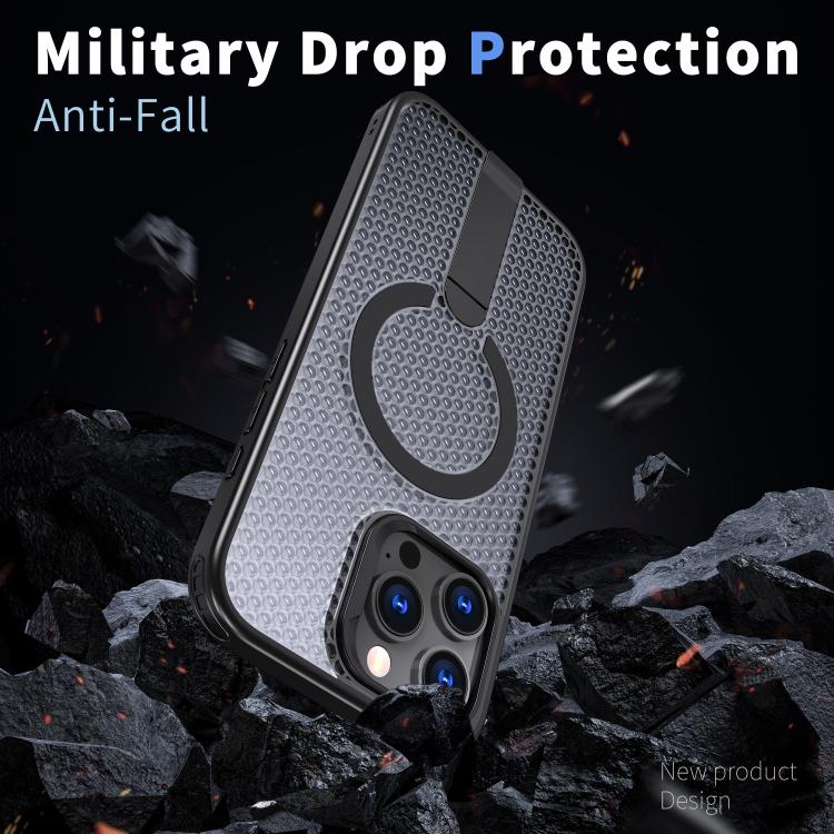 Honeycomb Cooling MagSafe Holder Phone Case, For iPhone 16 Pro Max, For iPhone 16 Pro, For iPhone 16 Plus, For iPhone 16