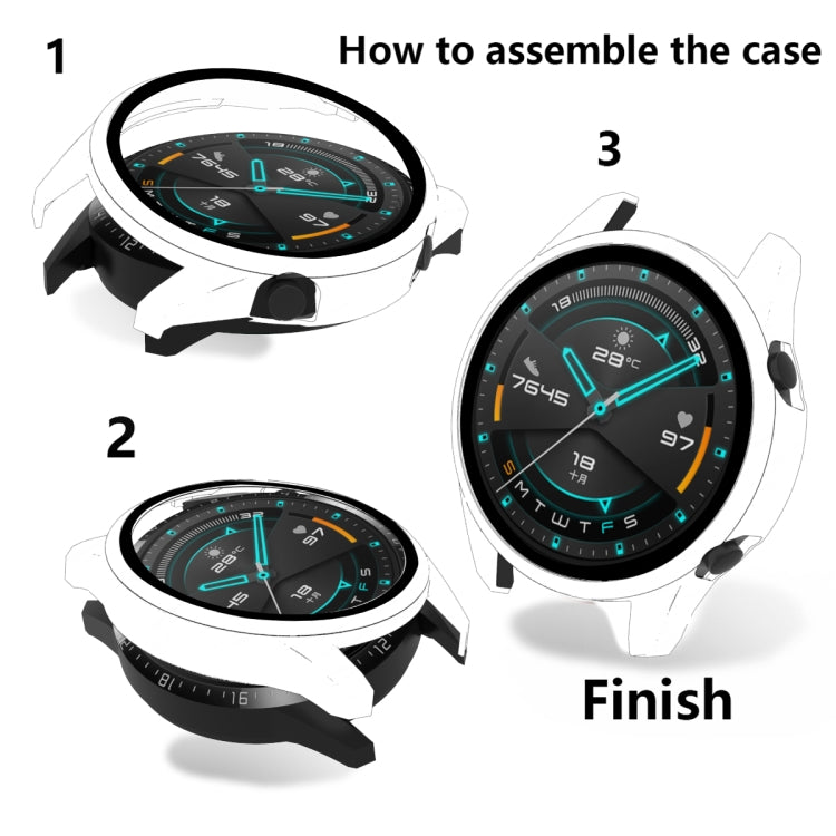 2 in 1  Tempered Glass Screen Protector + Fully Plating PC Case, For Huawei Watch GT2 42mm