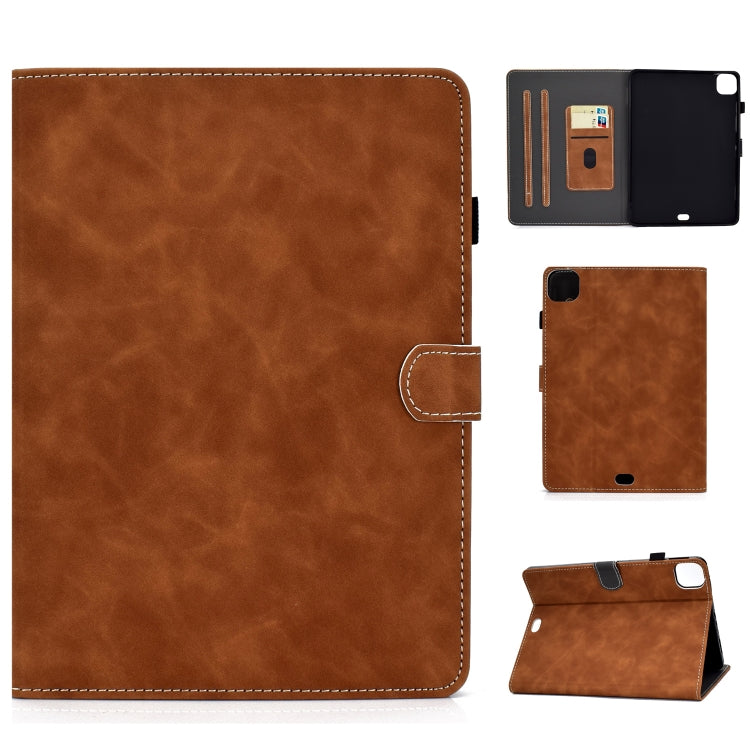 Étui à rabat horizontal en cuir de vachette avec support, emplacements pour cartes et fonction veille/réveil, pour iPad Air 2022/2020 10.9