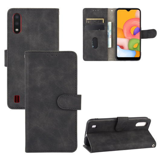 Premium calf texture PU leather Galaxy A01 A11 case with magnetic buckle and card slots