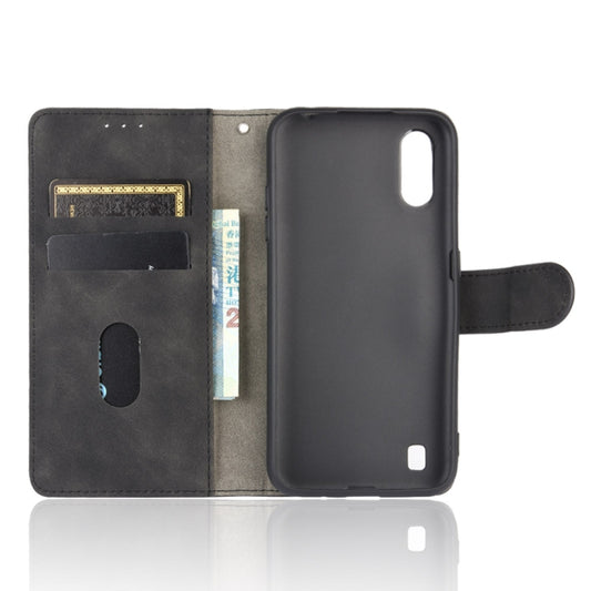 Solid color magnetic closure leather phone case Galaxy A11 Eurasian edition front view