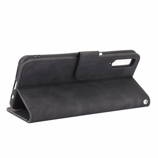 Calf texture leather Galaxy A41 case showing interior card slot compartments