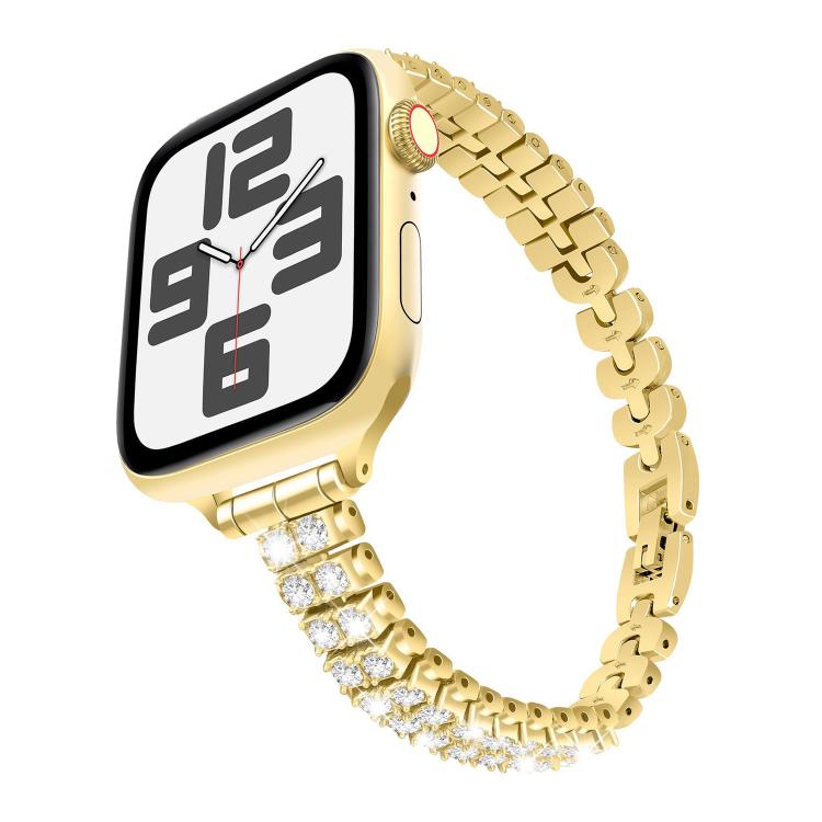 Slim Train Section Diamond Metal Watch Band, For Apple Watch 46mm / 49mm / 45mm / 44mm, For Apple Watch 42mm / 41mm / 40mm / 38mm