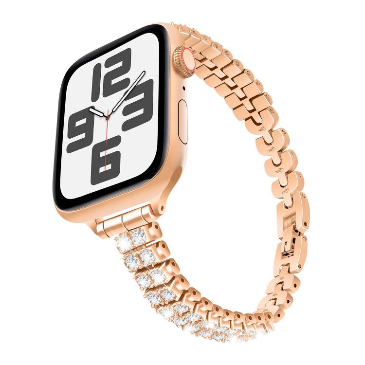 Slim Train Section Diamond Metal Watch Band, For Apple Watch 46mm / 49mm / 45mm / 44mm, For Apple Watch 42mm / 41mm / 40mm / 38mm
