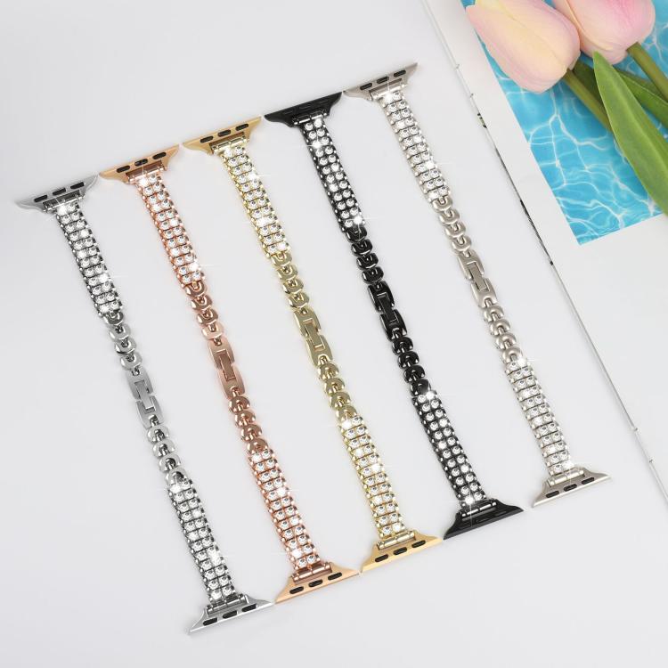 Slim Train Section Diamond Metal Watch Band, For Apple Watch 46mm / 49mm / 45mm / 44mm, For Apple Watch 42mm / 41mm / 40mm / 38mm