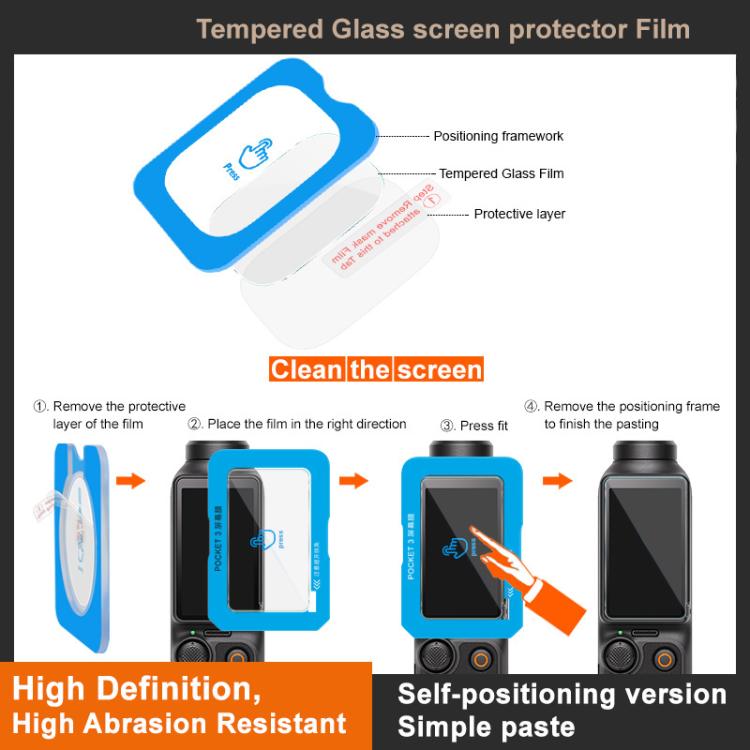 imak Tempered Glass Film with Camera Lens Film, Self-positioning Version, For DJI Osmo Action 5 Pro, For DJI Osmo Pocket 3, For DJI Osmo Action 4