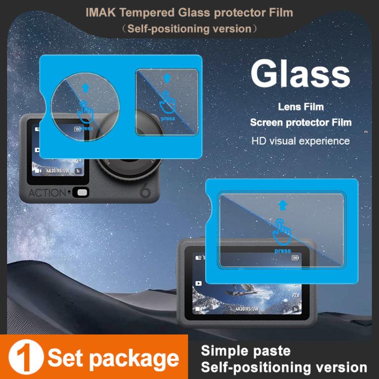 imak Tempered Glass Film with Camera Lens Film, Self-positioning Version, For DJI Osmo Action 5 Pro, For DJI Osmo Pocket 3, For DJI Osmo Action 4