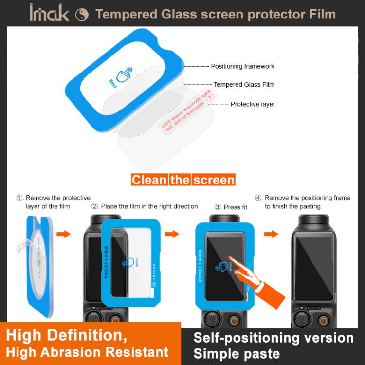 imak Tempered Glass Film with Camera Lens Film, Self-positioning Version, For DJI Osmo Action 5 Pro, For DJI Osmo Pocket 3, For DJI Osmo Action 4