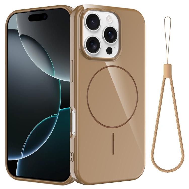 Glossy TPU Shockproof MagSafe Phone Case with Lanyard, For iPhone 16e, For iPhone 16 Pro Max, For iPhone 16 Pro, For iPhone 16 Plus