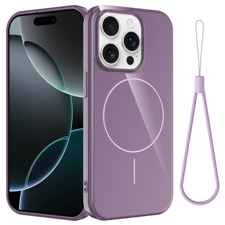 Glossy TPU Shockproof MagSafe Phone Case with Lanyard, For iPhone 15, For iPhone 14 Plus, For iPhone 14, For iPhone 14 Pro