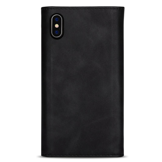 Brown leather flip case iPhone XS Max showing interior card compartments