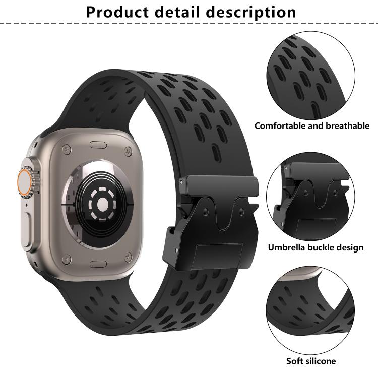 Kalebol Mesh Umbrella Buckle Silicone Watch Strap, For Apple Watch 46mm / 49mm / 45mm / 44mm, For Apple Watch 42mm / 41mm / 40mm / 38mm