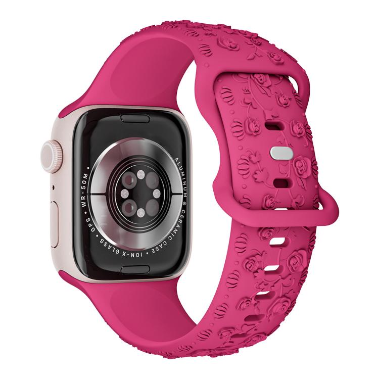 Embossed 3D Rose Flower Silicone Watch Band, For Apple Watch 42mm / 41mm / 40mm / 38mm
