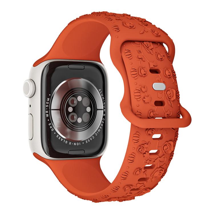 Embossed 3D Rose Flower Silicone Watch Band, For Apple Watch 42mm / 41mm / 40mm / 38mm