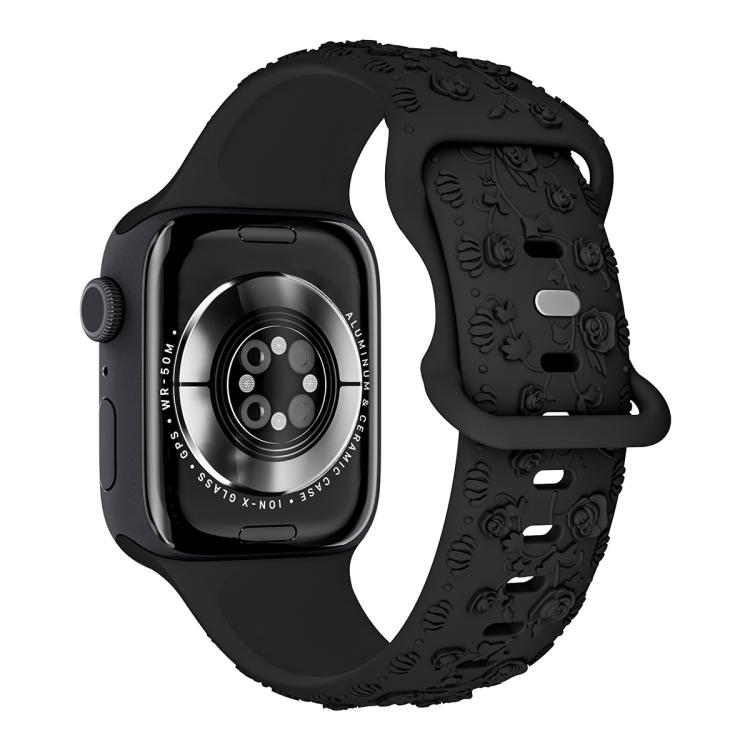 Embossed 3D Rose Flower Silicone Watch Band, For Apple Watch 42mm / 41mm / 40mm / 38mm