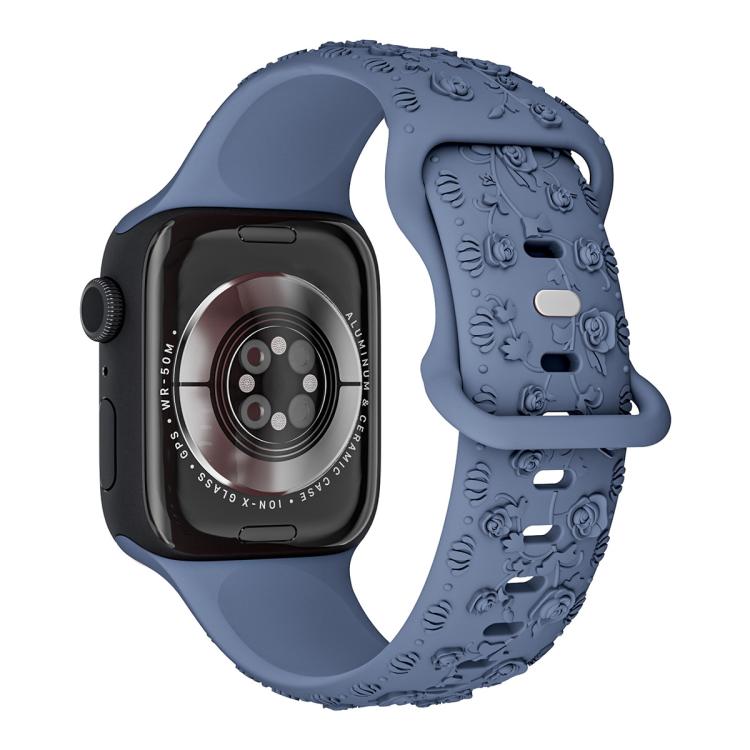 Embossed 3D Rose Flower Silicone Watch Band, For Apple Watch 42mm / 41mm / 40mm / 38mm
