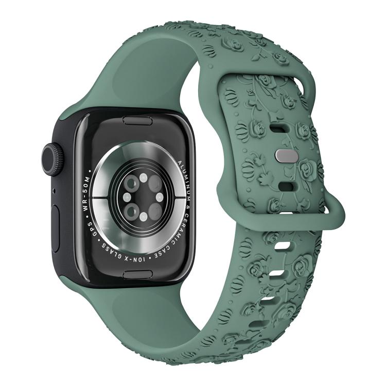 Embossed 3D Rose Flower Silicone Watch Band, For Apple Watch 42mm / 41mm / 40mm / 38mm
