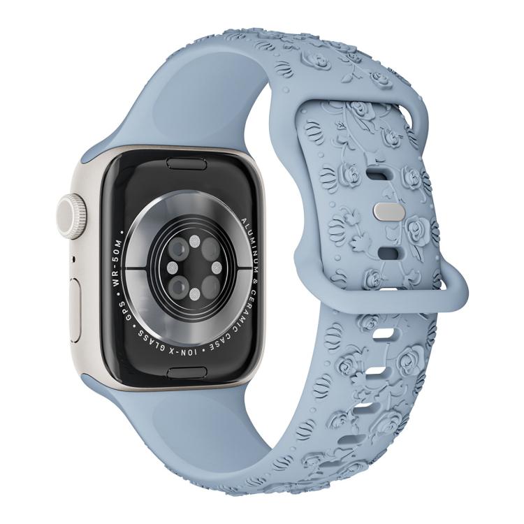 Embossed 3D Rose Flower Silicone Watch Band, For Apple Watch 42mm / 41mm / 40mm / 38mm