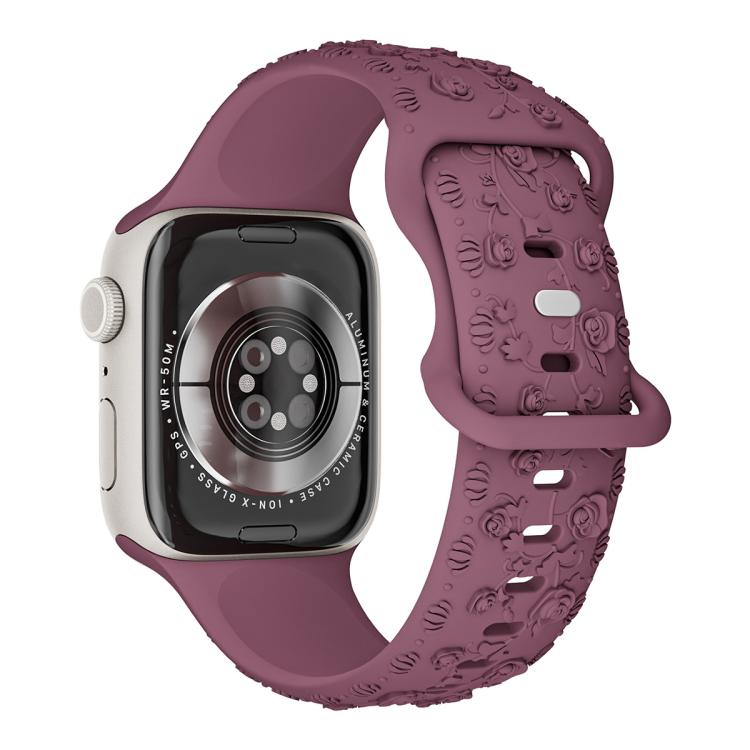 Embossed 3D Rose Flower Silicone Watch Band, For Apple Watch 42mm / 41mm / 40mm / 38mm