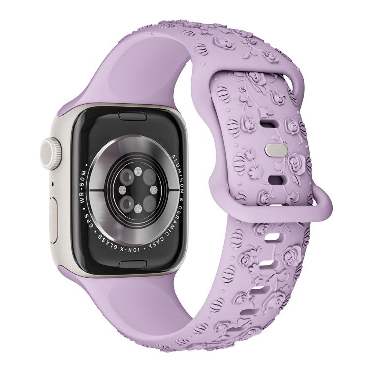 Embossed 3D Rose Flower Silicone Watch Band, For Apple Watch 42mm / 41mm / 40mm / 38mm