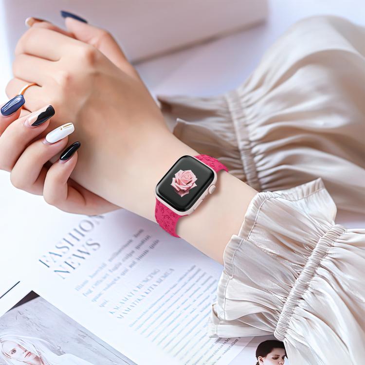 Embossed 3D Rose Flower Silicone Watch Band, For Apple Watch 46mm / 49mm / 45mm / 44mm