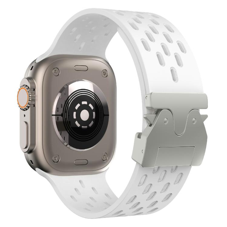 Kalebol Mesh Silver Umbrella Buckle Silicone Strap, For Apple Watch 46mm / 49mm / 45mm / 44mm, For Apple Watch 42mm / 41mm / 40mm / 38mm