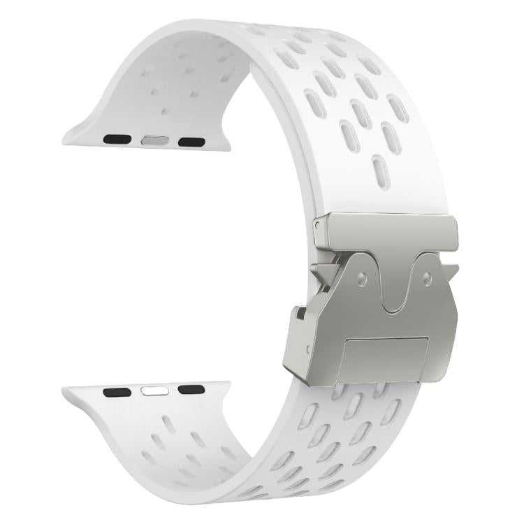 Kalebol Mesh Silver Umbrella Buckle Silicone Strap, For Apple Watch 46mm / 49mm / 45mm / 44mm, For Apple Watch 42mm / 41mm / 40mm / 38mm