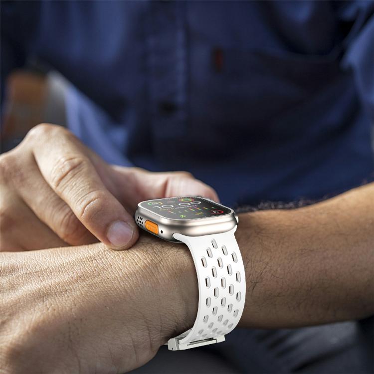 Kalebol Mesh Silver Umbrella Buckle Silicone Strap, For Apple Watch 46mm / 49mm / 45mm / 44mm, For Apple Watch 42mm / 41mm / 40mm / 38mm