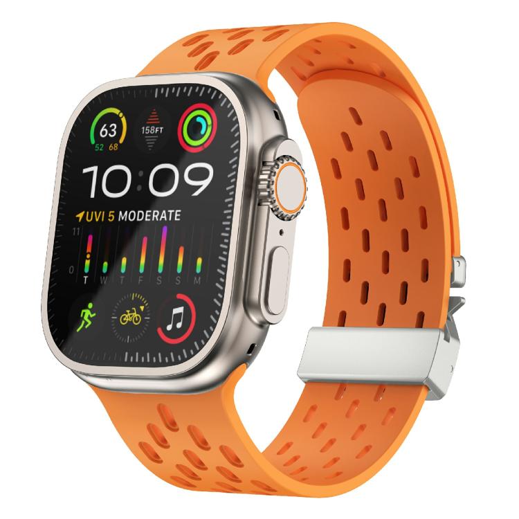 Kalebol Mesh Silver Umbrella Buckle Silicone Strap, For Apple Watch 46mm / 49mm / 45mm / 44mm, For Apple Watch 42mm / 41mm / 40mm / 38mm