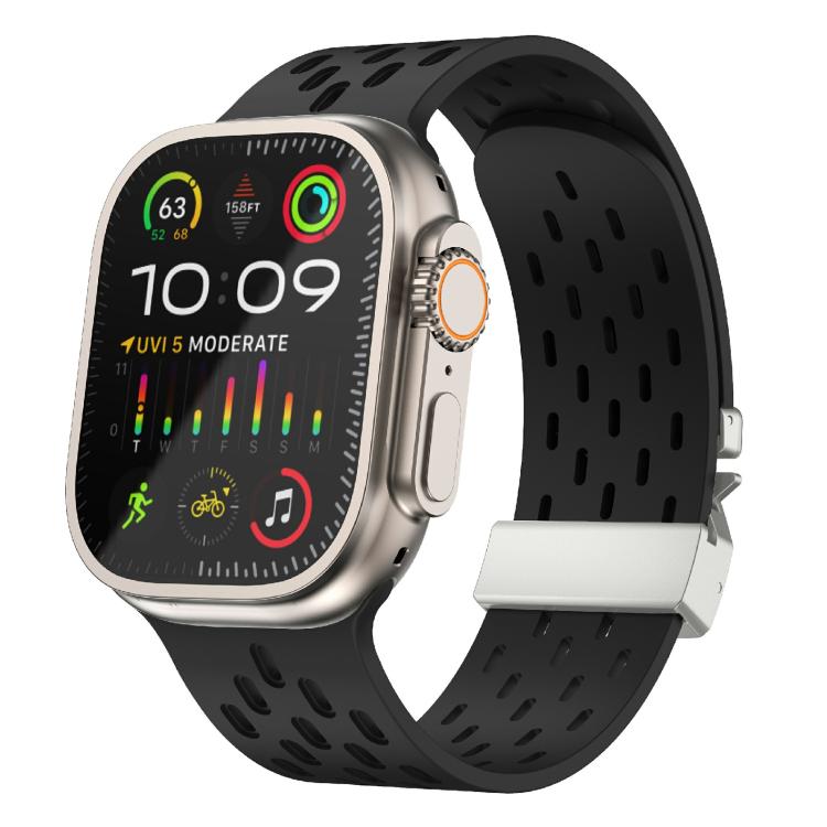 Kalebol Mesh Silver Umbrella Buckle Silicone Strap, For Apple Watch 46mm / 49mm / 45mm / 44mm, For Apple Watch 42mm / 41mm / 40mm / 38mm