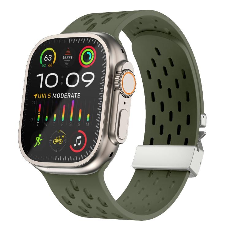Kalebol Mesh Silver Umbrella Buckle Silicone Strap, For Apple Watch 46mm / 49mm / 45mm / 44mm, For Apple Watch 42mm / 41mm / 40mm / 38mm