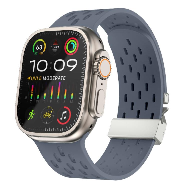 Kalebol Mesh Silver Umbrella Buckle Silicone Strap, For Apple Watch 46mm / 49mm / 45mm / 44mm, For Apple Watch 42mm / 41mm / 40mm / 38mm