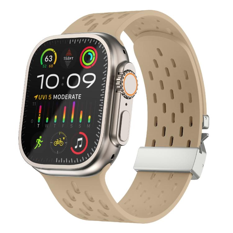 Kalebol Mesh Silver Umbrella Buckle Silicone Strap, For Apple Watch 46mm / 49mm / 45mm / 44mm, For Apple Watch 42mm / 41mm / 40mm / 38mm