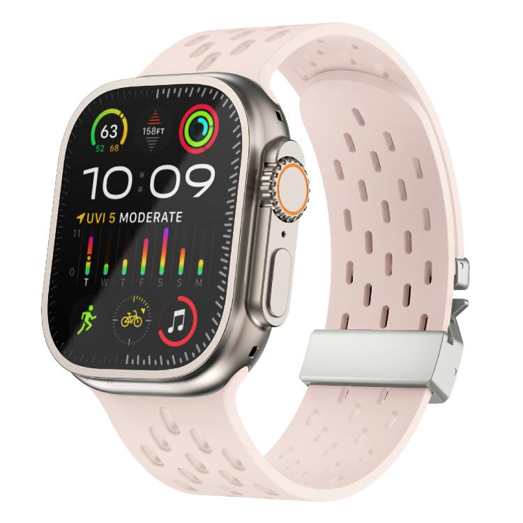 Kalebol Mesh Silver Umbrella Buckle Silicone Strap, For Apple Watch 46mm / 49mm / 45mm / 44mm, For Apple Watch 42mm / 41mm / 40mm / 38mm
