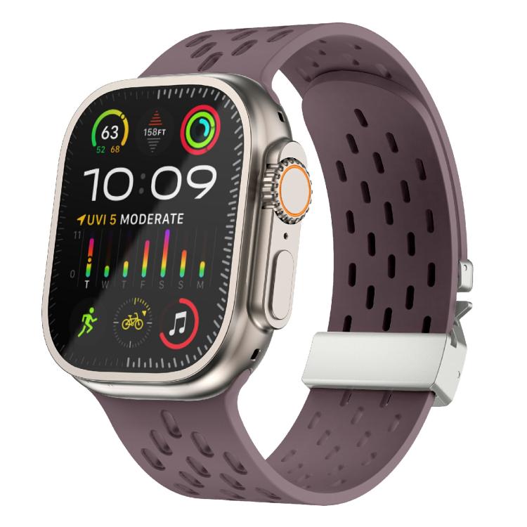 Kalebol Mesh Silver Umbrella Buckle Silicone Strap, For Apple Watch 46mm / 49mm / 45mm / 44mm, For Apple Watch 42mm / 41mm / 40mm / 38mm