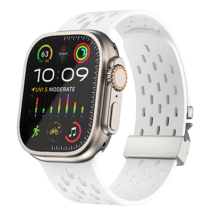 Kalebol Mesh Silver Umbrella Buckle Silicone Strap, For Apple Watch 46mm / 49mm / 45mm / 44mm, For Apple Watch 42mm / 41mm / 40mm / 38mm