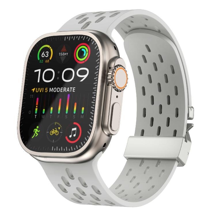 Kalebol Mesh Silver Umbrella Buckle Silicone Strap, For Apple Watch 46mm / 49mm / 45mm / 44mm, For Apple Watch 42mm / 41mm / 40mm / 38mm