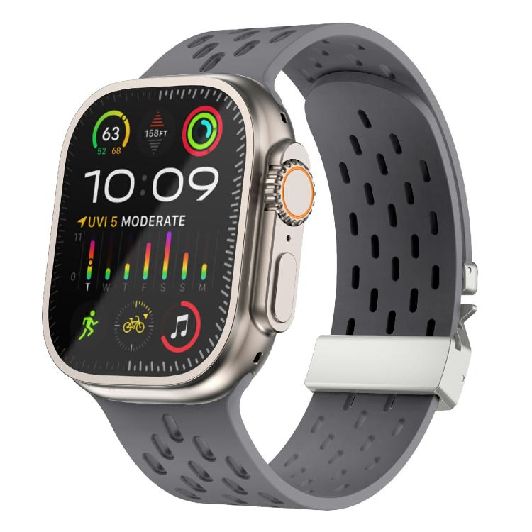 Kalebol Mesh Silver Umbrella Buckle Silicone Strap, For Apple Watch 46mm / 49mm / 45mm / 44mm, For Apple Watch 42mm / 41mm / 40mm / 38mm
