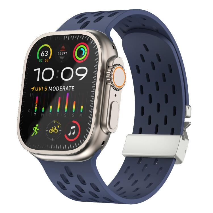 Kalebol Mesh Silver Umbrella Buckle Silicone Strap, For Apple Watch 46mm / 49mm / 45mm / 44mm, For Apple Watch 42mm / 41mm / 40mm / 38mm