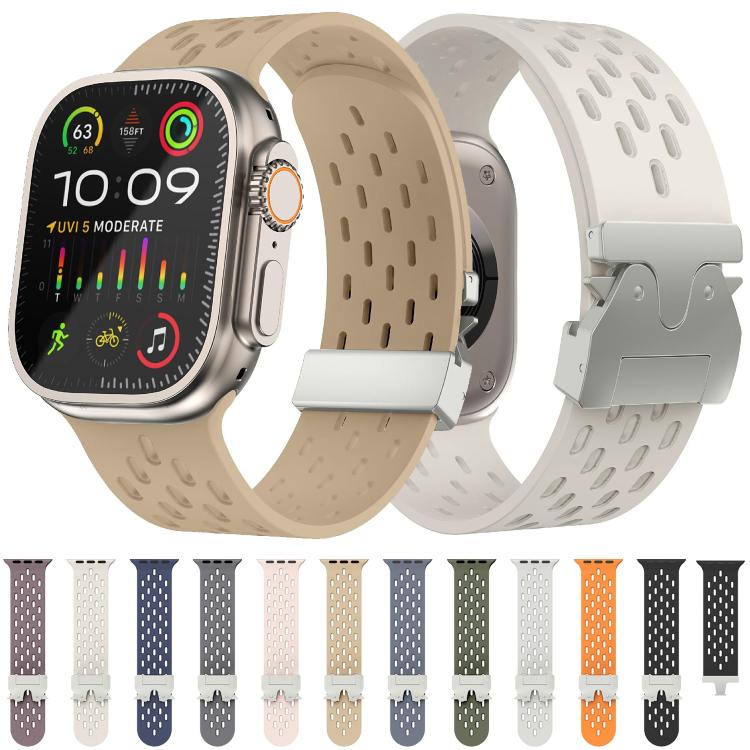 Kalebol Mesh Silver Umbrella Buckle Silicone Strap, For Apple Watch 46mm / 49mm / 45mm / 44mm, For Apple Watch 42mm / 41mm / 40mm / 38mm